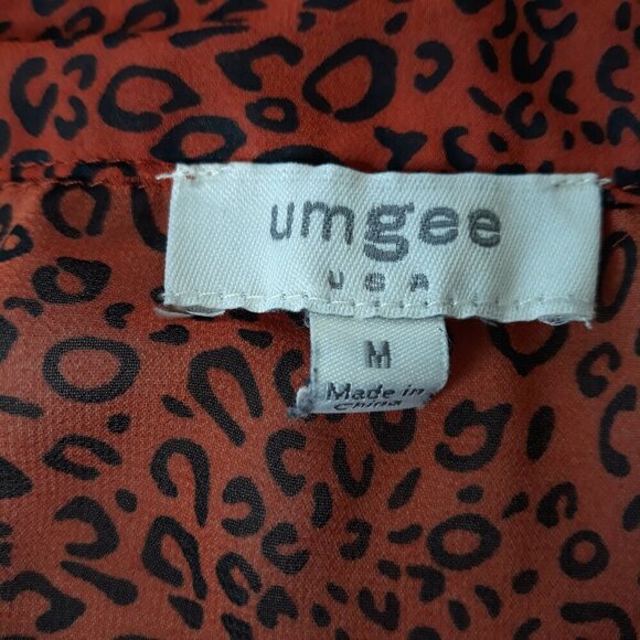 Umgee Cheetah Print Tie Front Sheer Oversized Dolman Sleeve Blouse Top M Boho - Picture 6 of 7